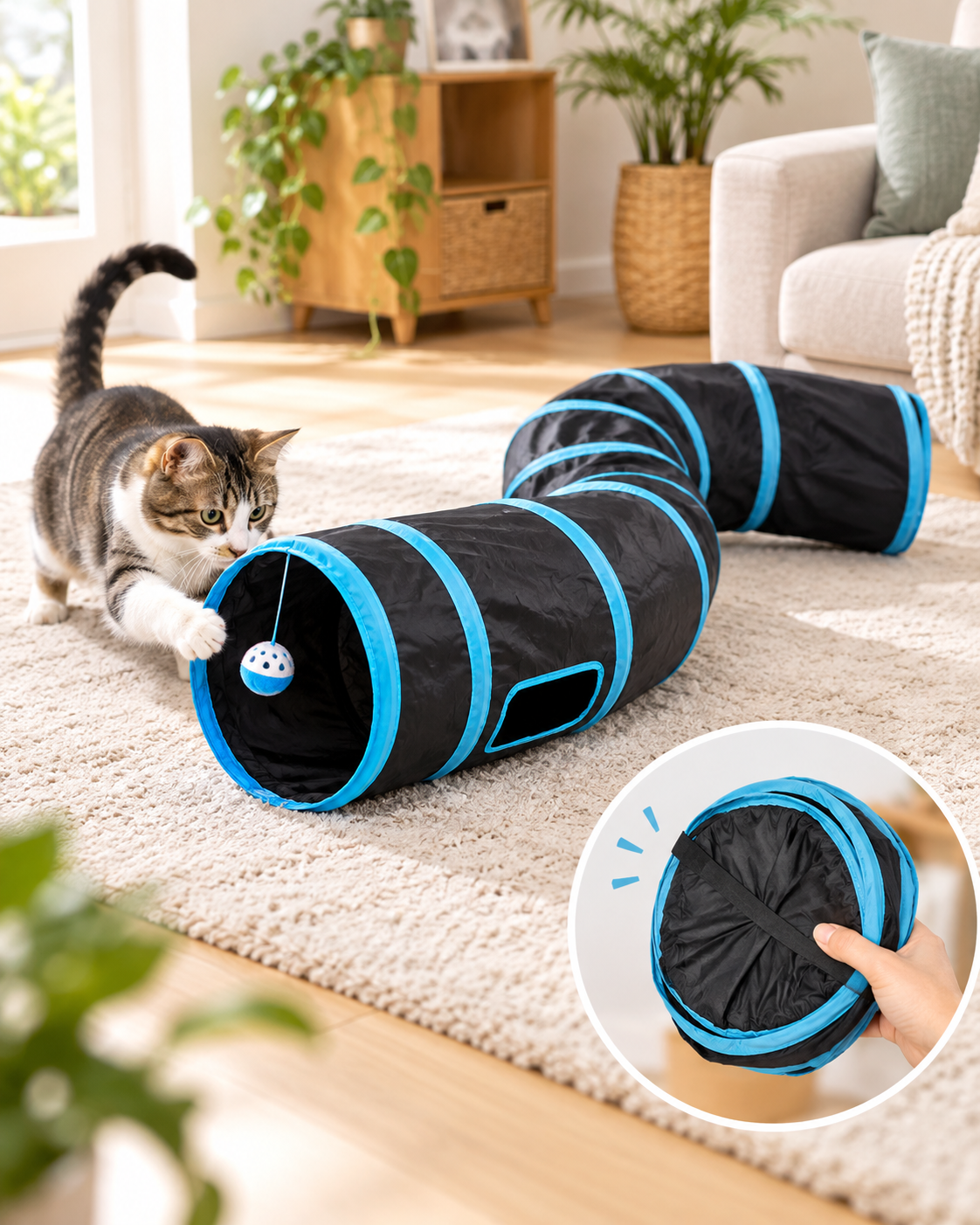 Tunnel pliable pour chat