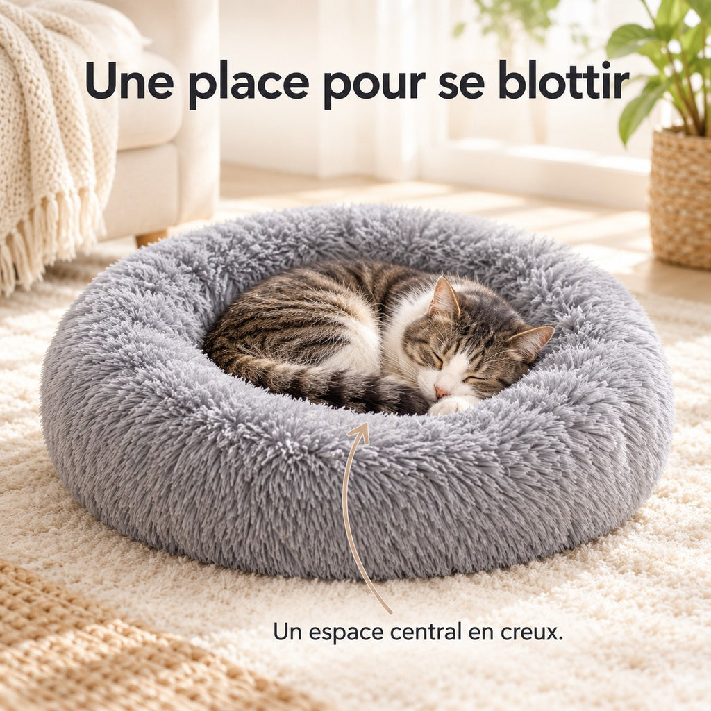 Coussin rond en peluche pour chien et chat