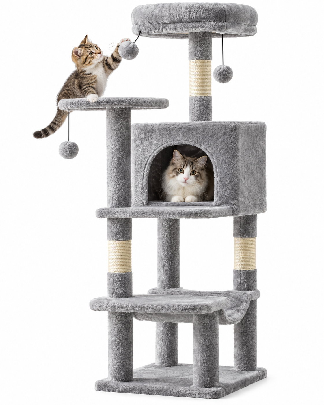 Arbre à chat 4 en 1 avec niche, hamac et griffoirs