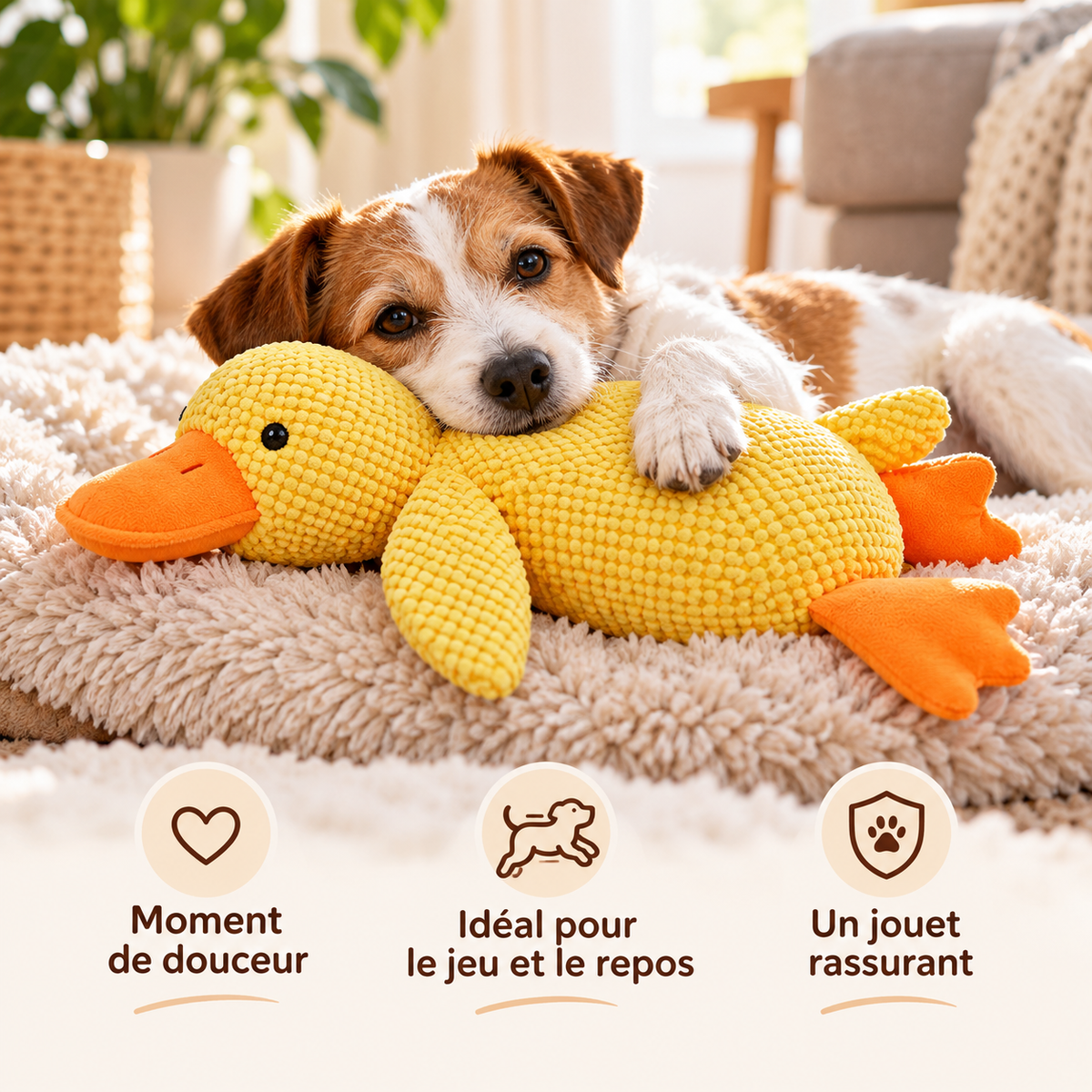 Peluche canard câlin pour chien